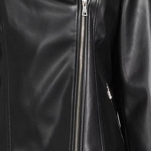 Women's Autumn/<b>Winter</b> <b>Waterproof</b> Woven PU Motorcycle <b>Jacket</b> Short Blazer-style with Button-Up Collar Solid Color - Product Image 6