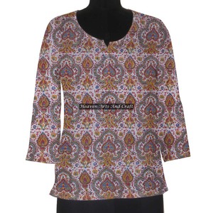 Ropa étnica india Ropa de mujer Bloque de mano Impreso Kurtis indio Bloque de mano Impreso Algodón Kurti Vestido Étnico Casual - Product Image 1