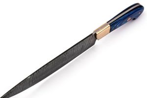 Damascus Pattern 67 Layers Chef <b>Knife</b> Stabilized Blue Wood Handle Professional Kitchen Custom OEM Private Label Handmade - Product Image 3