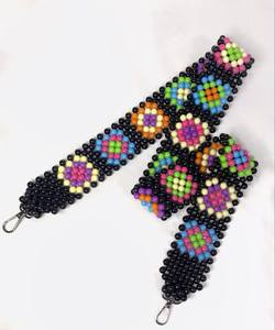 Heart Pattern Beaded Strap Set <b>Orange</b> & Purple Designer Straps - Product Image 3
