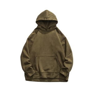 เสื้อฮู้ดดี้ผู้ชายไซส์ใหญ่ สีดำ ผ้าฝ้ายเฟรนช์เทอร์รี่ สไตล์ลำลอง สีพื้น มีกระเป๋า ดีไซน์เรียบง่าย ทรงปกติ ผ้าคอตตอนผสม - Product Image 4