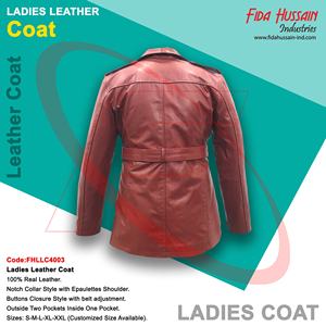 Abrigo clásico de cuero rojo para mujer Estilo de moda para mujer Abrigo de cuero rojo Colección de abrigos de cuero real - Product Image 2