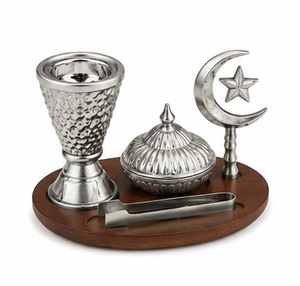 Tibetan Incense <b>Burner</b> Set with Brass Decorative Lid and Sandalwood Base Hand-Made Religious Use All-Season - Product Image 3
