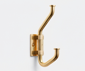Premium Minimalist Wall Mounted Metal <b>Hooks</b> Gold Finish Double <b>Hook</b> For Clothing Storage Versatile Storage Solutions - Product Image 1