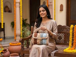 Earth Tones and Blue Braided Handmade Ethnic Stylish Pearl Two Straps Purse Boho <b>Shoulder</b> <b>Bag</b> Cotton Cord Weaving Super Price - Product Image 4