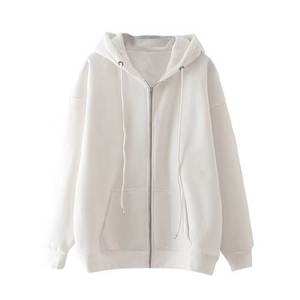 เสื้อฮู้ดซิปแบบยูนิเซ็กซ์ สีพื้น ทรงโอเวอร์ไซส์ สวมใส่สบายๆ สำหรับฤดูใบไม้ร่วง ผลิตจากผ้าฝ้ายถักแบบเฟรนช์เทอร์รี่ - Product Image 4