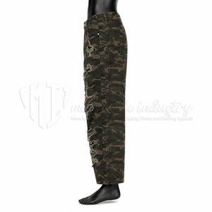 Jean en denim camouflage taille haute à jambe large pour homme, déchiré, coupe ample, style streetwear, mode automne, en coton, effet usé - Product Image 5