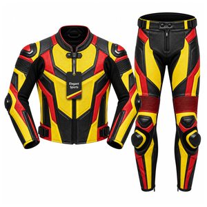 Tenue de motard avec protections CE, qualité supérieure, étiquette privée, combinaison de course en cuir perforée 2 pièces - Product Image 1