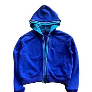 เสื้อมีฮู้ดซิปสามชั้นสไตล์สตรีทผ้าคอตตอนผ้าเฟรนช์เทอร์รี่สำหรับผู้ชายเสื้อผ้างานแฮนด์เมดสำหรับฤดูหนาวตามสั่งผลิตจากผู้ผลิต - Product Image 1