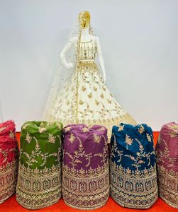 Lehenga choli สุทธิเจ้าสาวเสน่ห์กับการทำงานหนักเต็มรูปแบบ, jarkan Stones & designer dupatta | 10การออกแบบที่สวยงาม6สี - Product Image 4