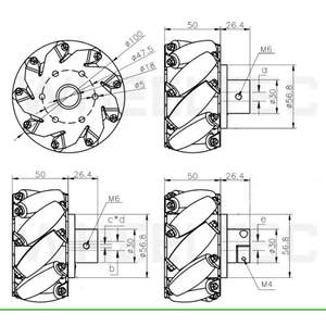 Roue Mecanum 60mm M4 M3 robuste pour pièces de machines de construction - Product Image 2