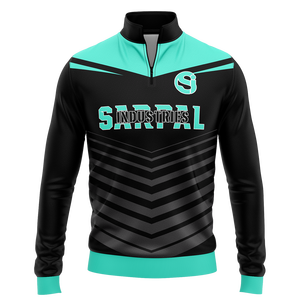 Sweat-shirt unisexe personnalisé à col zippé en coton gaufré, pull à capuche avec logo frontal, sweat-shirt brodé personnalisé pour homme à demi-zip - Product Image 1