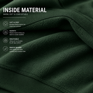 Sudadera Unisex Verde Oscuro, Color Sólido, Algodón French Terry, Diseño Casual, Bolsillo Frontal, Transpirable, Ecológica, Otoño, Invierno, Primavera - Product Image 5
