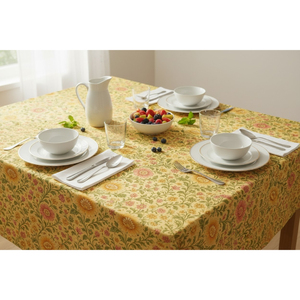 <b>Yellow</b> Floral Print Poly Cotton <b>Table</b> <b>Cloth</b> for Dining <b>Table</b> Kitchen Cafe Restaurant and Home Decor Styling Luxury <b>Table</b> Linen - Product Image 3