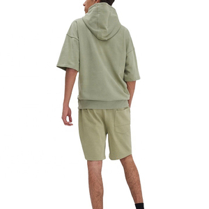 Ensemble short et haut à manches courtes unisexe vierge en coton épais 100 % coton pour l'été – Vente en gros - Product Image 3