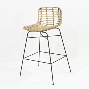Trending Woven High <b>Stool</b> with Backrest - <b>Comfortable</b> Ergonomic Kitchen Counter Chair - Product Image 1