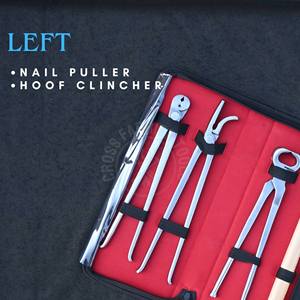 Farrier Tools Kit in Carrying Case with Plier Set Hoof Alligator Clincher Horse <b>Nail</b> and Shoe Puller <b>Wooden</b> Handle Hammer - Product Image 5
