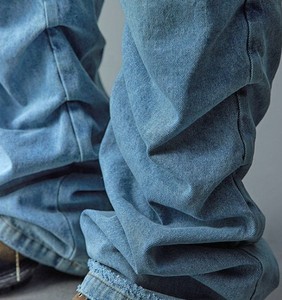 Vaqueros rectos de cintura media apilados de mezclilla personalizados para hombre, estilo japonés, lavado a la piedra y con láser, streetwear con bordado, venta al por mayor - Product Image 4