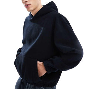 Custom Embroidery Oversized <b>Hoodie</b> No-<b>String</b> Cotton Blank Plain Unisex Sweatshirt with Custom Logo - Product Image 2