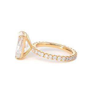 New Arrival 3ct Real Gold <b>Ring</b> Boutique Style Handcrafted Radiant Crushed <b>Ice</b> Solitaire IGIQuality Scalloped Pave bridal jewelry - Product Image 5