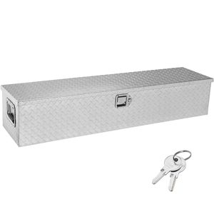 Cassetta Portautensili in Alluminio per Cassone del Camion con Design a Lamelle Diamantate, Maniglia Laterale con Serratura e Chiavi, Contenitore Portaoggetti (con Ruote in PC) - Product Image 1