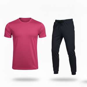 Ensemble T-shirt et pantalon sport 2-en-1 pour homme, été, 100% coton, léger, imperméable, coupe-vent, respirant, taille élastique - Product Image 2