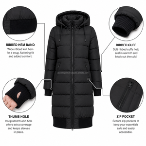 Manteau d'hiver long à capuche pour femme, épais, vente en gros, directement de l'usine, exportateur OEM personnalisé - Product Image 6