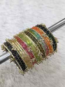 Highest Selling Viral Trendy Multicolor Golden Kashmiri Jhumki <b>Bangles</b> <b>Set</b> Bridal Wedding Party Wear Premium Wholesale Price - Product Image 2