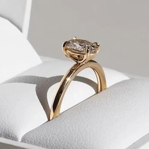 Elegant Oval Cut Moissanite Engagement <b>Ring</b>, 14K Gold Solitaire <b>Ring</b>, Minimalist Wedding <b>Ring</b> for Women, <b>Dainty</b> Promise <b>Ring</b> - Product Image 3