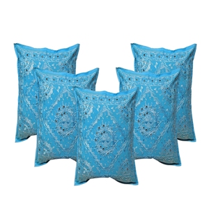 Funda de cojín bordada a mano india, estilo bohemio, decorativa, para sofá, almohada, decoración del hogar, con trabajo de espejo - Product Image 6