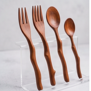Hand Polished Wooden Flatware Set Minimalist Design Reusable Camping Cutlery For Tableware Hotel Use And Restaurant Use - Product Image 3