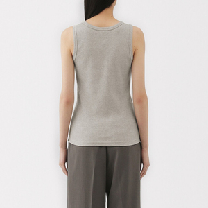 Débardeur sans manches gris pour femme 2026, 100 % coton tricoté, col rond, couleur unie minimaliste, respirant, longueur standard - Product Image 4