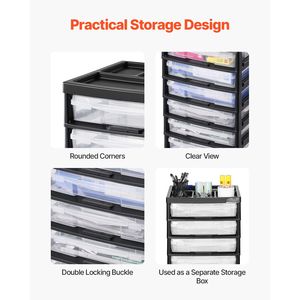 Carrello Portaoggetti a 6 Ripiani di Grande Capacità per Scrapbooking, Struttura Nera con 4 Ruote Rimovibili, Materiale in Tessuto per Uso con Borse - Product Image 4