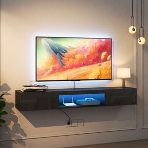 Mobile TV Moderno da Parete Sospeso da 63 Pollici con LED a 16 Colori, Mobile Intrattenimento da 55, 60, 65 Pollici - Product Image 2