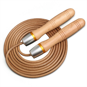 Customized Leather Made Wooden Handle Jumping <b>Rope</b> For MMA & Fitness Workout Wear Wholesale Factory Jump <b>Rope</b> - Product Image 1