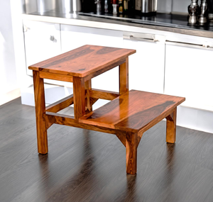 Escabeau de cuisine à 2 marches en bois, marchepied portable pour la maison, la cuisine, la salle de bain, la chambre - Product Image 5