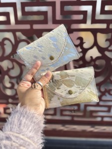 Porte-monnaie en cuir de vachette à poils, nouveau portefeuille de créateur, porte-cartes, mini pochette en cuir véritable à poils métalliques, cadeau de mode - Product Image 3