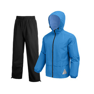 Survêtement de pluie en polyester respirant avec taille élastiquée et rabat anti-vent interne pour une sécheresse supérieure sous la pluie - Product Image 1