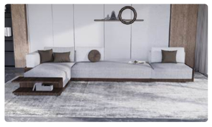 Modern Sectional <b>Sofa</b> L Shaped Living Room Couch Upholstered Corner <b>Sofa</b> with Dark Wood Base - Product Image 5