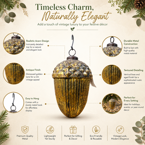 Adorno Navideño de Cristal Dorado con Forma de Bolota, de Alta Calidad, Grabado, Hecho a Mano, Estilo Moderno Vintage, Colgante Decorativo para el Hogar - Product Image 5