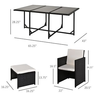 ชุดโซฟาหวายกลางแจ้งสีครีมขาว 11 ชิ้น สำหรับสวนหรือลานบ้าน พร้อมโต๊ะหวายและเก้าอี้ รวมถึงเบาะรองนั่ง - Product Image 3