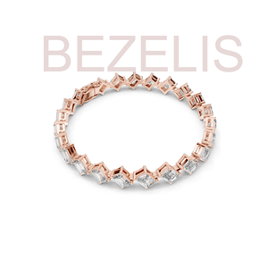 Pulsera de tenis de lujo para mujer con diamantes talla princesa y engaste de cuatro puntas en oro rosa, ideal para fiestas y cumpleaños - Product Image 2