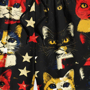 Shorts de bain pour homme à imprimé chat noir, imprimé numérique, décontractés, d'été, avec cordon de serrage à la taille - Product Image 3