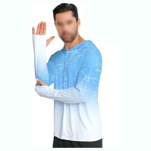 Camiseta Deportiva de Manga Larga con Capucha para Hombre, Diseño Degradado de Color, Poliéster que Absorbe la Humedad, Estilo Pullover para Verano - Product Image 4