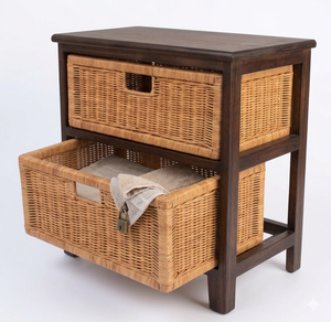 Wooden Wicker <b>Chest</b> Sierra 1 big + 1 smaller drawers - Product Image 3