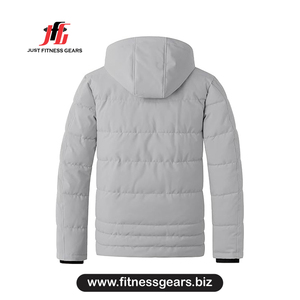 Chaqueta Acolchada con Capucha para Hombre, Estilo Casual de Invierno, Cierre de Cremallera, Relleno Grueso de Poliéster, Color Sólido, Corte Regular - Product Image 2