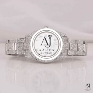 Reloj de Lujo para Mujer AARVA JEWELS, Acero Inoxidable Plateado, Diamante Moissanita, 30 mm, Analógico, Cuarzo, Resistente al Agua 3BAR, Zafiro - Product Image 1