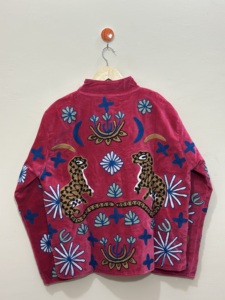 Veste d'hiver unisexe en velours avec broderie main motif tigre, style Suzani, en coton tricoté écologique et respirant, col rond, manches longues - Product Image 2