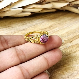 Anillos de Turquesa de Diseño Moderno, Joyería Boho de Latón para Mujer, Chapado en Oro de 18k, Diseño de Banda Vintage con Filigrana para Venta al por Mayor/OEM/ODM - Product Image 2