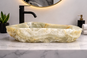 Lavabo de Mármol Verde Ónix Sólido de Primera Calidad, Lavabo de Piedra Natural para Proyectos Hoteleros - Product Image 3